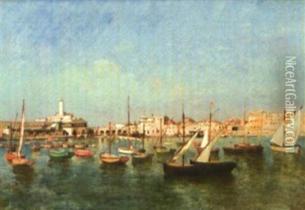 Port D'alger Oil Painting - Tito Marzocchi de Belluci