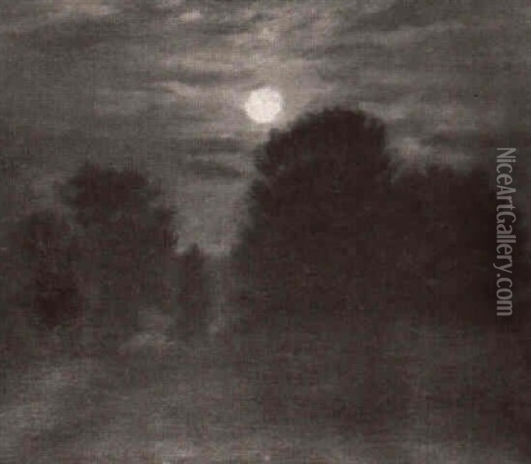 Moonlight-dover Plains, N.y. Oil Painting - John Campbell Phillips