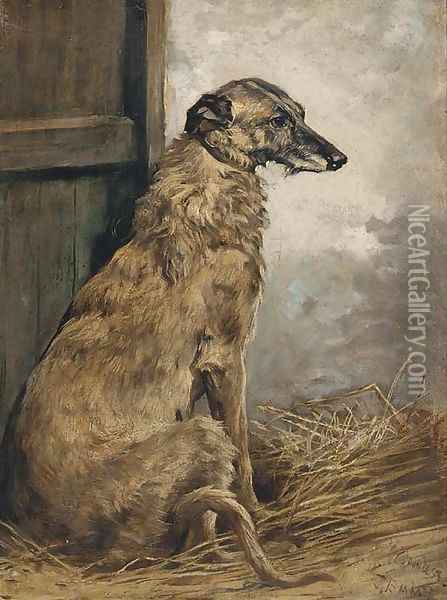 Countess, a deerhound Oil Painting - John Emms