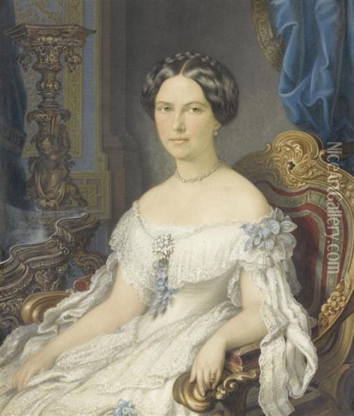 Portrait Of Cosima Liszt Oil Painting - Carl Johann Kruger