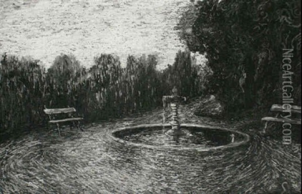 Brunnen In Einem Park Oil Painting - Solomon Yakovlevich Kishinevsky