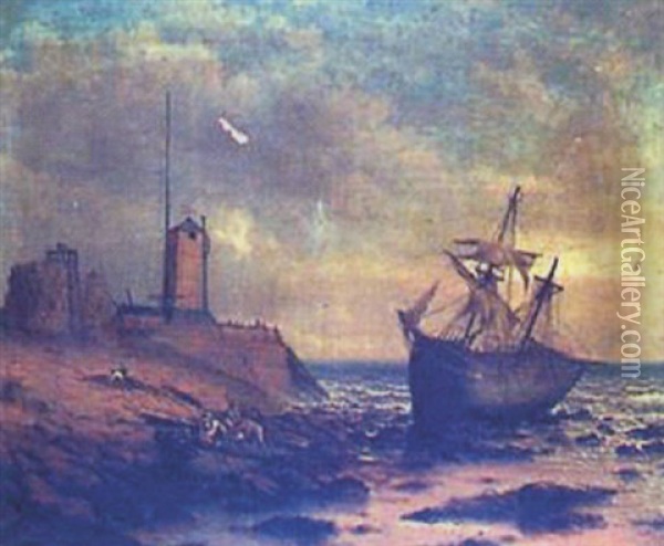 South Pier... Lighthouse, Sunderland Oil Painting - Stuart Henry Bell