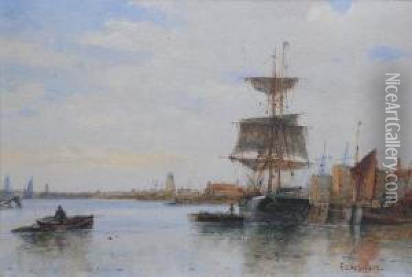 Shoreham Harbour, Near Oil Painting - Frederick James Aldridge