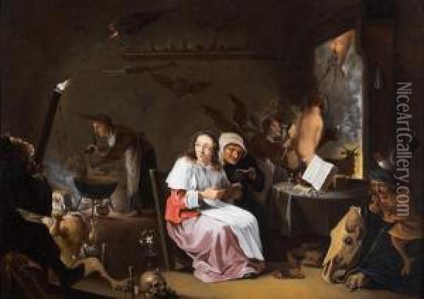 Scene De Sorcellerie Oil Painting - David The Younger Teniers