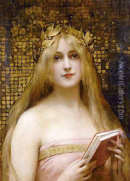 Girl With A Golden Wreath Undated Oil Painting - Leon Francois Comerre