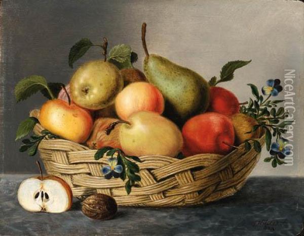 A Basket Of Fruit Oil Painting - Jan Hendrik Aikes