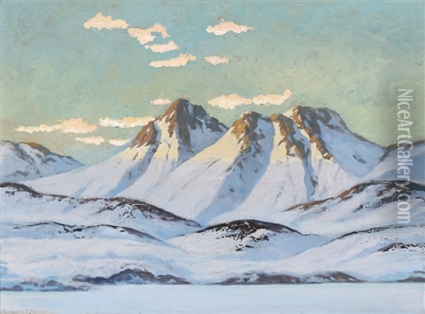 View From The Icecap Of Greenland Oil Painting - Emanuel A. Petersen