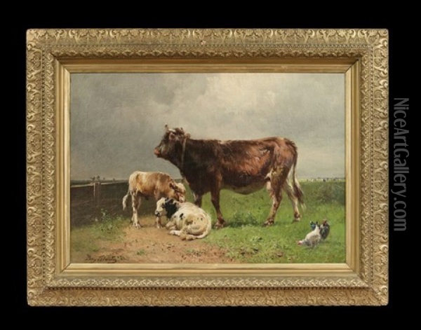 Cattle In A Field Oil Painting - Henry Schouten