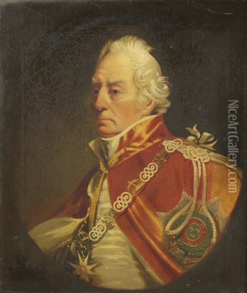 Portrait Of Admiral Lord George Keith Elphinstone, 1st Viscount Keith (1746-1823) Oil Painting - George Lethbridge Saunders