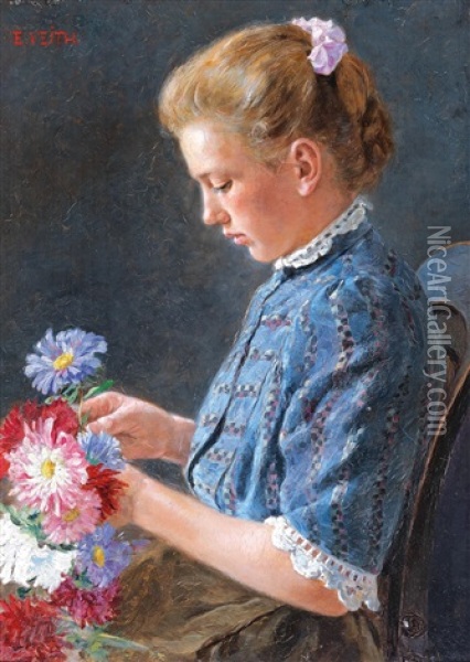 Viennese Girl From The Naschmarkt 1903 Oil Painting - Eduard Veith