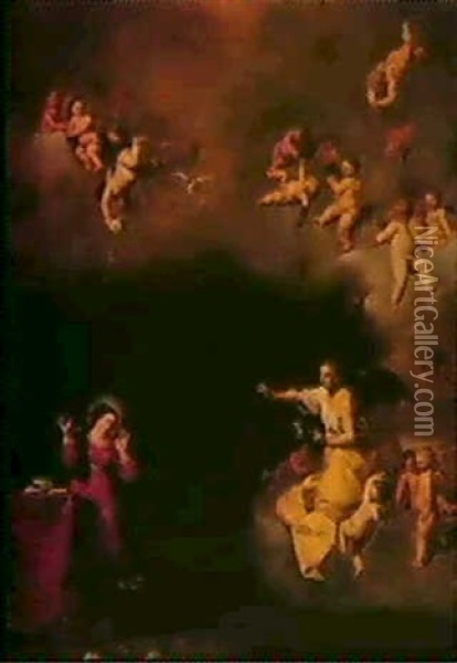 The Annunciation To The Virgin Oil Painting - Cornelis Van Poelenburgh