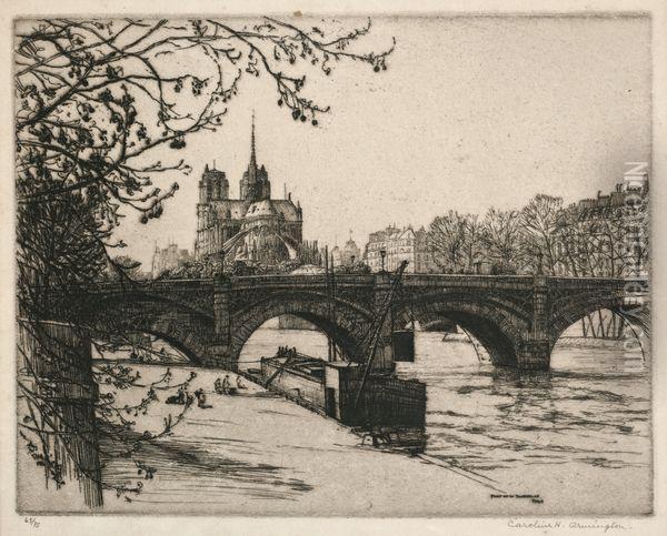 Pont De La Tournelle, Paris Oil Painting - Caroline Helena Armington