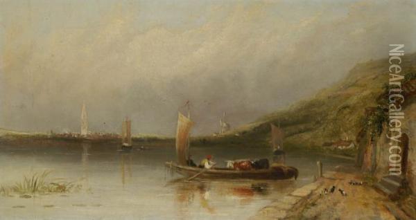 Flusslandschaft. Oil Painting - Frederick Waters Watts