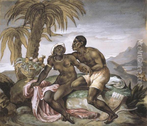 Couple De Noirs Dans Un Paysage Oil Painting - Theodore Gericault