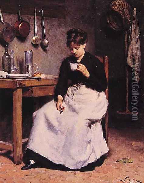 A Cup of Coffee Oil Painting - Victor-Gabriel Gilbert