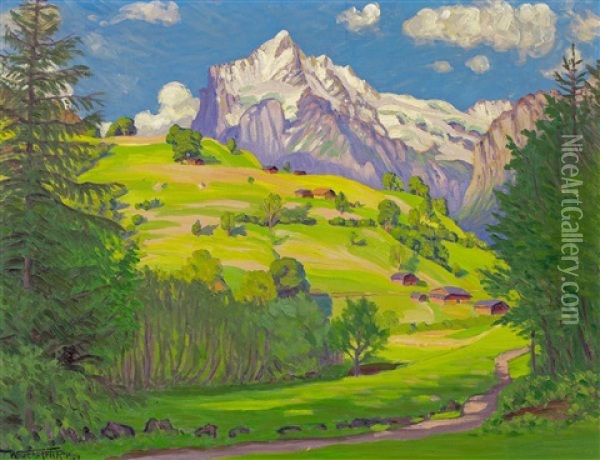 Sommertag, Wetterhorn Oil Painting - Waldemar Theophil Fink