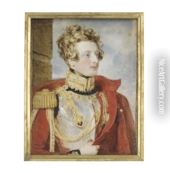 Major General John Philip Roche As A Subaltern In The 2nd Life Guards, Wearing Scarlet Coat With Gold Embroidered Standing Collar, Epaulettes And Aiguillette Over His Cuirass Oil Painting - Sir William Charles Ross
