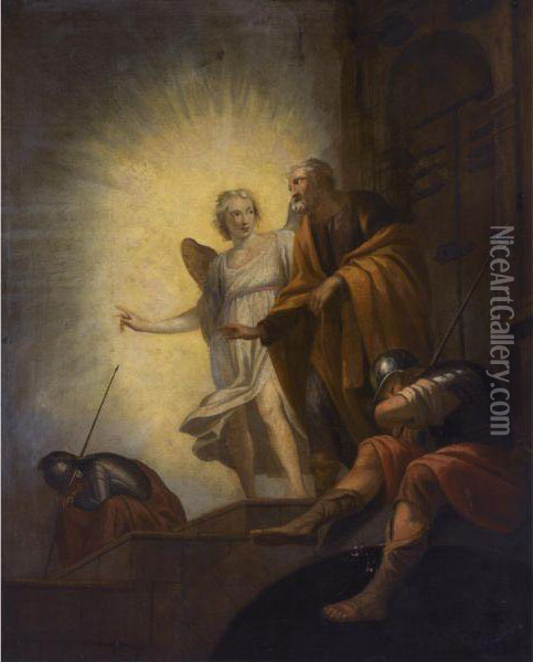 The Angel Waking Peter In The Prison Oil Painting - Howard, H.