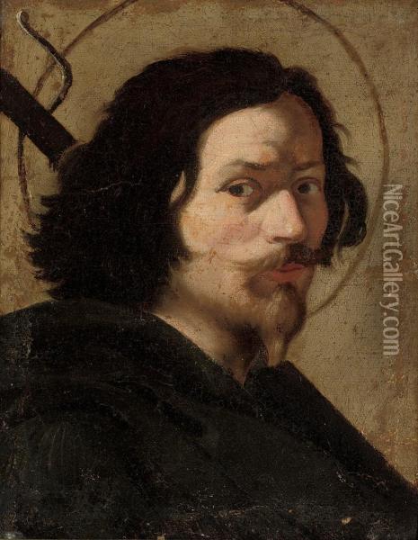 Portrait Of The Artist, Bust-length, As Saint James The Great Oil Painting - Gian Lorenzo Bernini