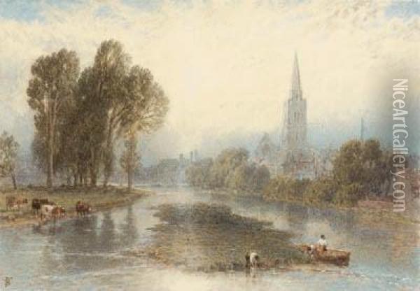 A Collection Of Views Along The 
Thames Comprising: Chelsea, Bray,maidenhead, Cookham, Wallingford, 
Abingdon And Streatly Oil Painting - Myles Birket Foster