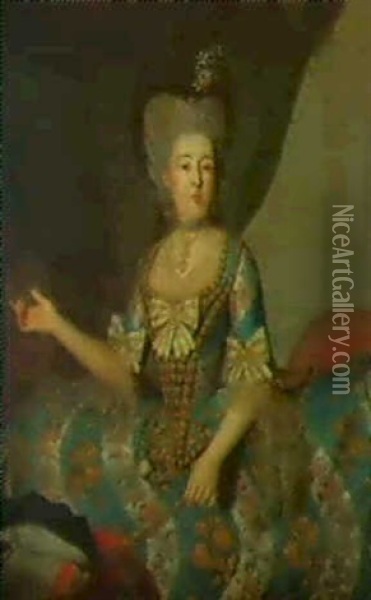Portrait De Femme En Habit De Cour Oil Painting - Giacommo Antonio Pellegrino