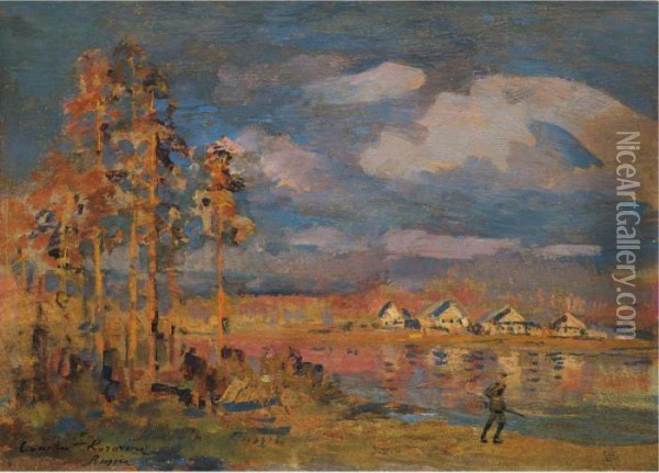 Huntsman By The River Oil Painting - Konstantin Alexeievitch Korovin