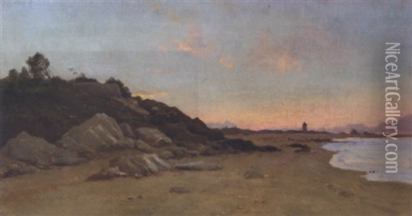 A Stretch Of Coastline At Dusk Oil Painting - Marie Joseph Leon Clavel