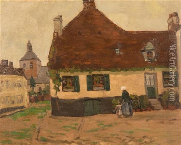 Brittany Village Scene Oil Painting - George Elmer Browne