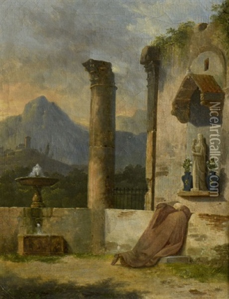 Un Oratoire En Italie Oil Painting - Jean-Baptiste Berlot