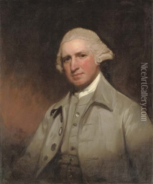 Portrait Of Sir Bankes Jenkinson, 6th Bt., In A Grey Coat And Waistcoat Oil Painting - George Romney