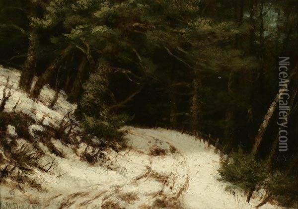 Path In Winter Landscape Oil Painting - Robert Melvin Decker