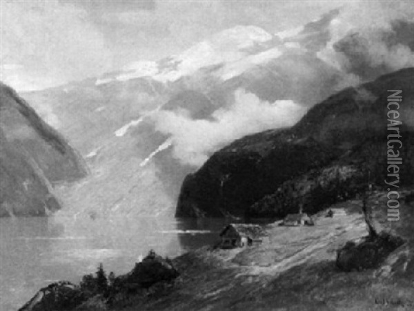 Norwegische Fjordlandschaft Oil Painting - Karl Schultze