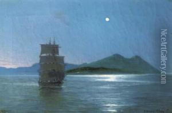 Navigating Guanabara Bay Oil Painting - Hugo Schnars-Alquist