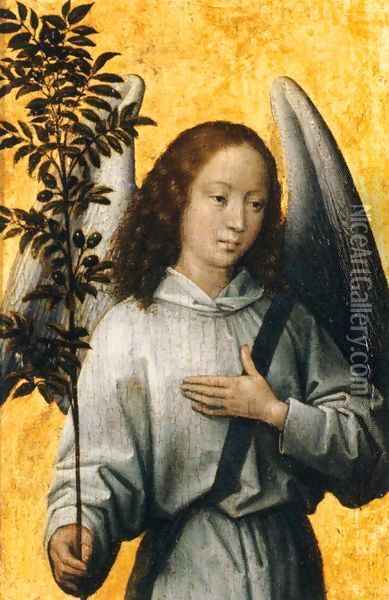 Angel with an Olive Branch, Emblem of Divine Peace Oil Painting - Hans Memling