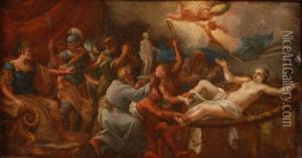 Il Martirio Di Santa Caterina Oil Painting - Cirlce Of Filippo Lauri