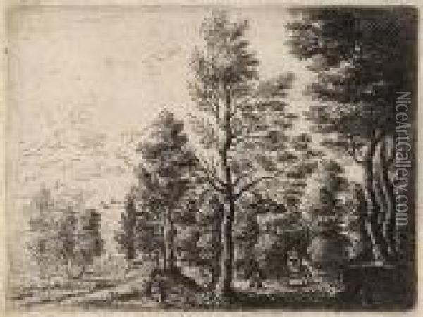 Landscape With A Man Leading A Donkey Oil Painting - Lucas Van Uden