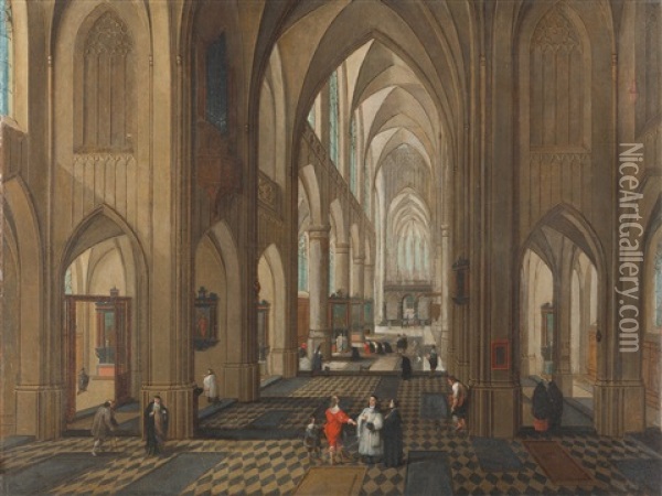 Innenansicht Einer Gotischen Kirche Oil Painting - Peeter Neeffs the Elder