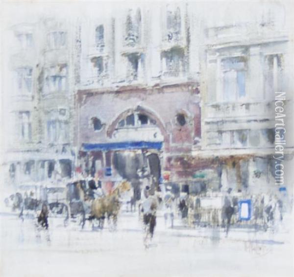 Piccadilly Tube Station Oil Painting - William Walcot
