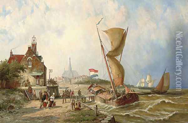 Boarding the ferry Oil Painting - William Raymond Dommersen