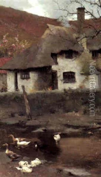 Newlyn Cottage Oil Painting - Frederick Hall