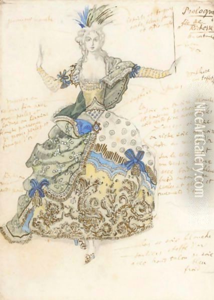 La Belle au Bois Dormant, costume design for 'La Fee de Richesse' Oil Painting - Leon Samoilovitch Bakst