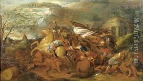 Une Charge De Cavalerie Oil Painting - Pietro Dandini