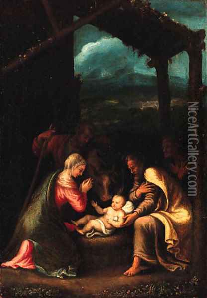 The Nativity Oil Painting - Giulio Romano (Orbetto)