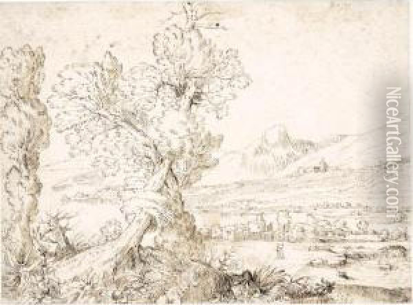 A Landscape With Trees Oil Painting - Giovanni Francesco Grimaldi