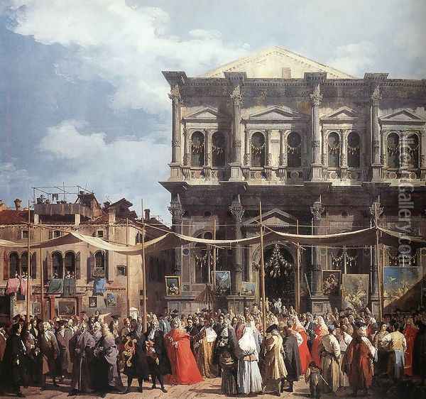 The Feast Day of St Roch (detail) Oil Painting - (Giovanni Antonio Canal) Canaletto