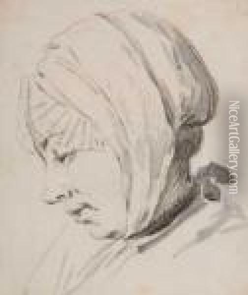 Study Of A Woman's Head In Profile Oil Painting - Pierre-Jacques Volaire