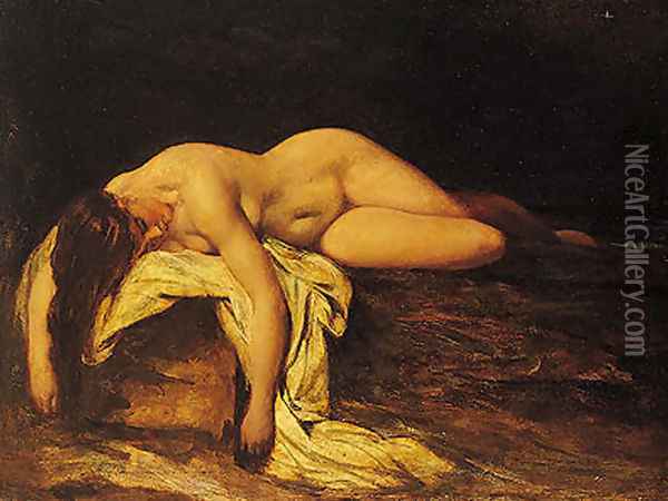 Nude Woman Asleep Oil Painting - William Etty