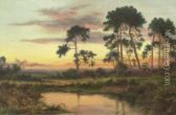 By The River At Sunset Oil Painting - Daniel Sherrin