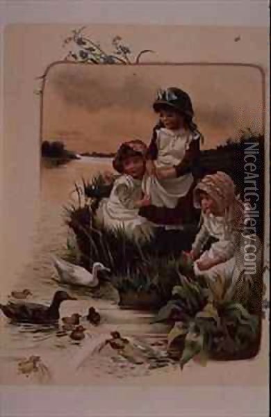 Feeding Ducks Oil Painting - Edith S. Berkeley