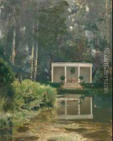 By The Pond Oil Painting - Andras Bacsa